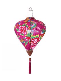 Creative Chinese Cloth Lantern Colorful Home Garden Hanging Decor Decorative Lampshade 14" , Rose red flowers