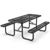 72" Expanded Metal Rectangular Picnic Table, Black