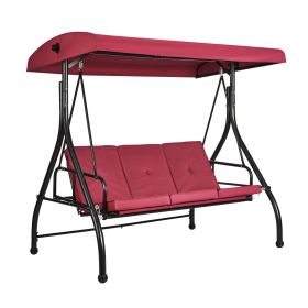 VEVOR 3-Seat Patio Swing Chair, Converting Canopy Swing, Outdoor Patio Porch with Adjustable Canopy, Removable Thick Cushion and Alloy Steel Frame