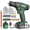 Cordless Drill Set, 20V Electric Power Drill with Battery And Charger, Dark Green