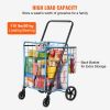 VEVOR Folding Shopping Cart, Jumbo Grocery Cart with Double Baskets, 360° Swivel Wheels, Heavy Duty Utility Cart