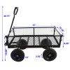 (Black solid wheels wagon cart) Solid wheels Tools cart Wagon Cart Garden cart trucks make it easier to transport firewood