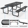 72" Expanded Metal Rectangular Picnic Table, Black