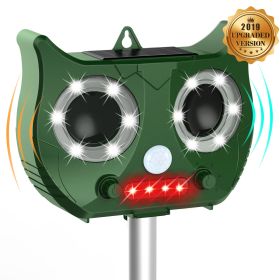 Solar Powered Animal Repellent; Ultrasonic Animal Repeller Cat Repellent Outdoor Bird Repeller Ultrasonic Dog Animal Deterrent Devices For Squirrel (Color: Green, Style: Classic)