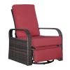 Outdoor Patio Rattan Wicker Swivel Recliner Chair;  Adjustable Reclining Chair 360° Rotating with Water Resistant Cushions