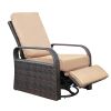 Outdoor Patio Rattan Wicker Swivel Recliner Chair;  Adjustable Reclining Chair 360° Rotating with Water Resistant Cushions