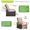 Outdoor Patio Rattan Wicker Swivel Recliner Chair;  Adjustable Reclining Chair 360° Rotating with Water Resistant Cushions